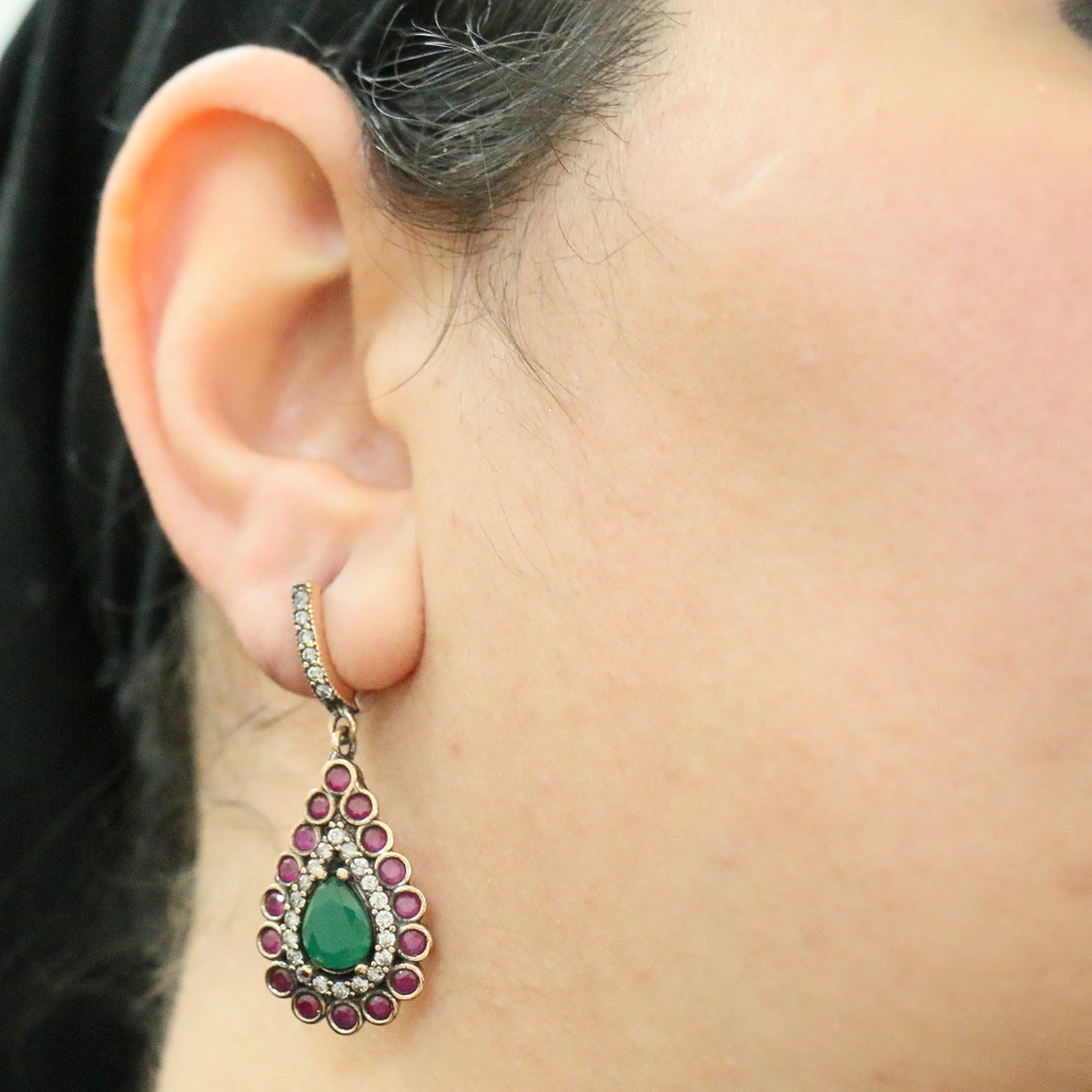 ☄️SOLD☄️ Sterling Silver with Jade & CZ Stones - Picture 3 of 6